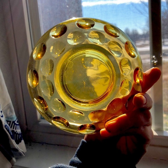 1960 Mid Century Modern Vintage Art Deco Amber Glass Bowl - Picture 4 of 5